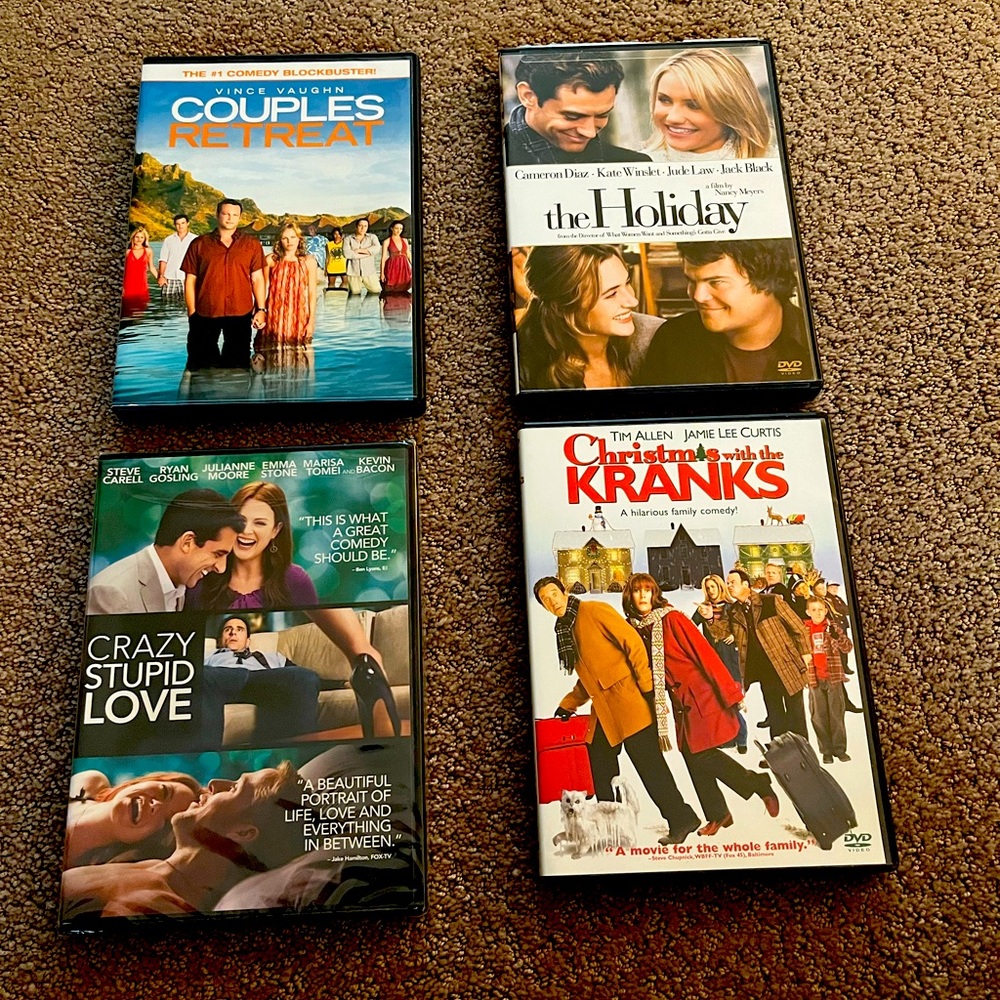 Couples retreat, The Holiday, Crazy stupid love and Christmas with the Kranks.